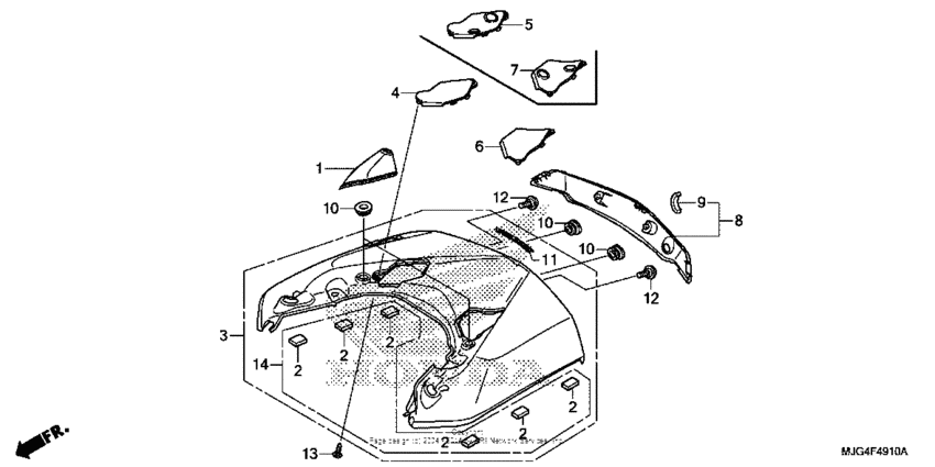 Rear center top cover