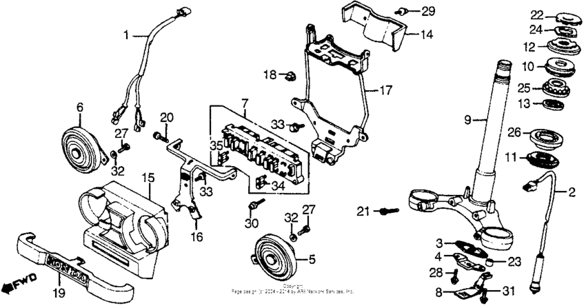 Steering stem + horn
