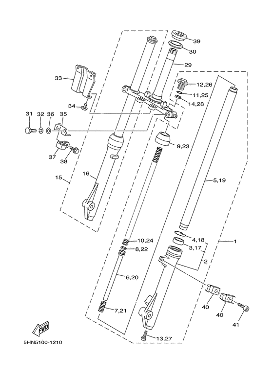 TTR90E Передняя вилка