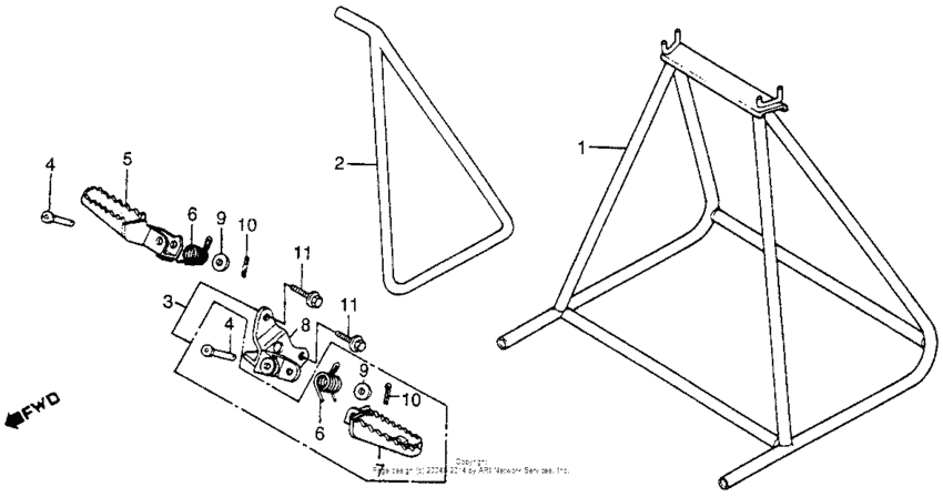 CR250R Main stand + side stand + footpegs