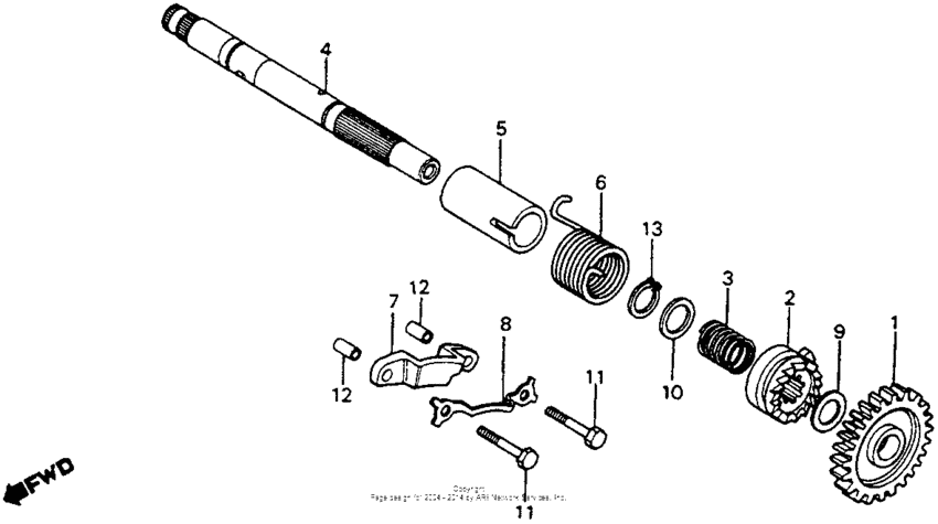 Kick starter spindle 81
