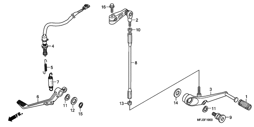 Brake pedal/change pedal
