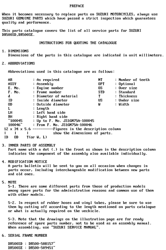 DR500 Catalog preface