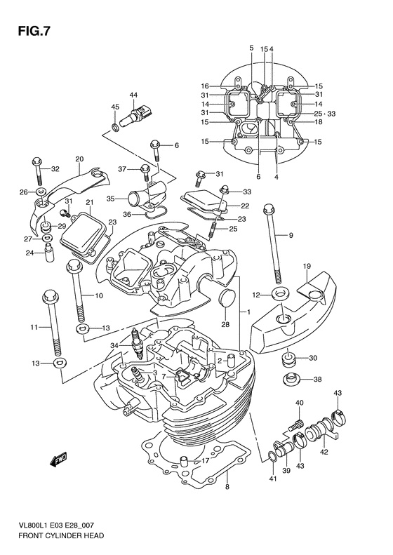 VL800 Передняя головка цилиндров