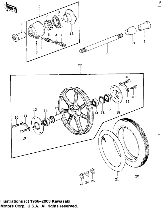 Front wheel/hub/tire