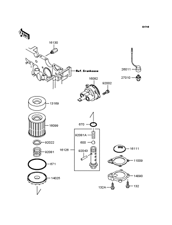 KLE250 Масляный насос и фильтр