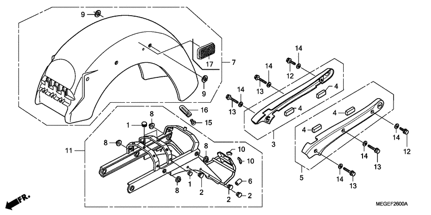 VT750CA Rear fender / grab rail