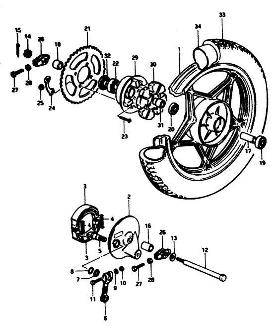 Rear wheel complete assy