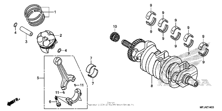 CBR600RR (ABS) Коленчатый вал и поршни