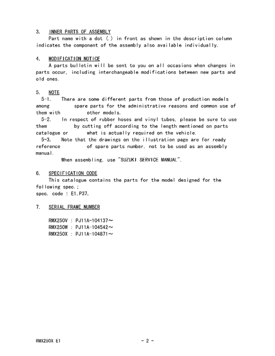 RMX250 Catalog preface