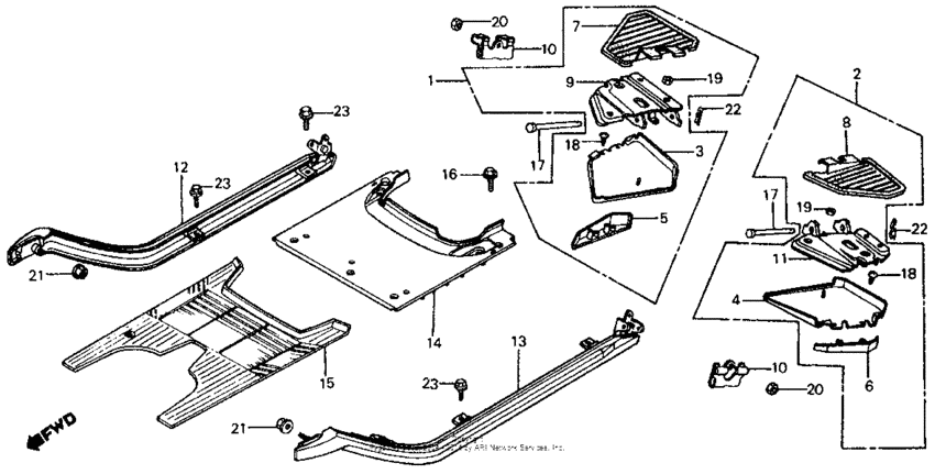 Side rail + floor panel + step