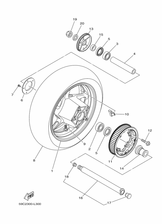 Rear wheel complete assy
