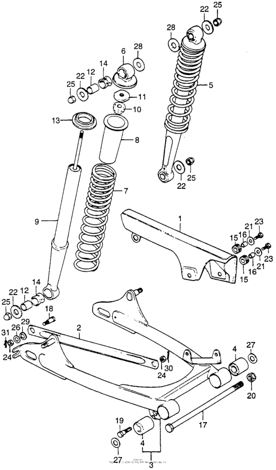 Swingarm + rear shock absorber