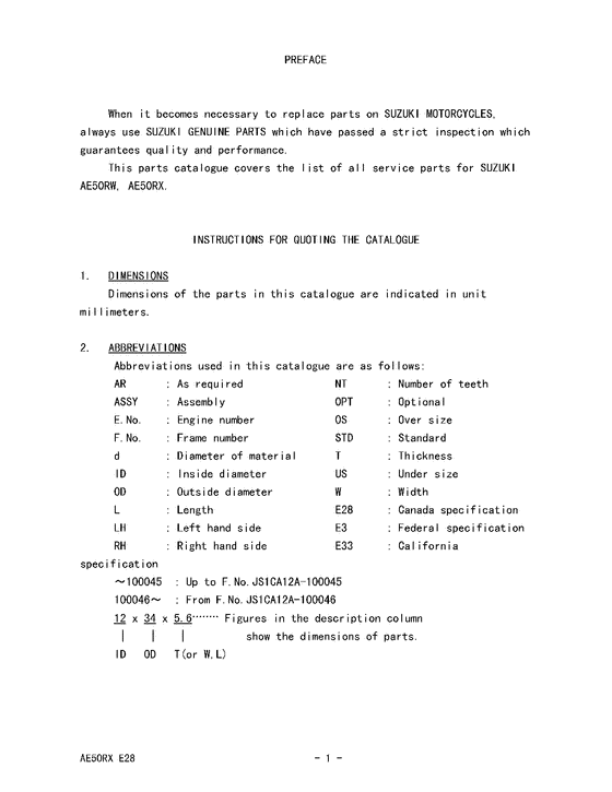 AE50 Catalog preface