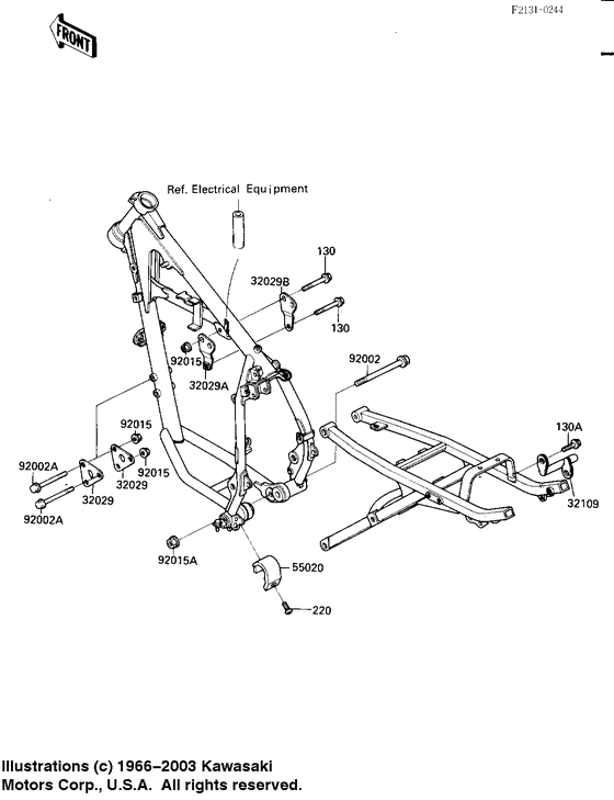 KL250 Рама ,крепежные детали