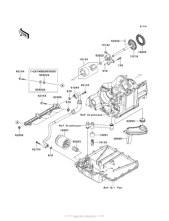 ZX1400 Масляный насос и фильтр