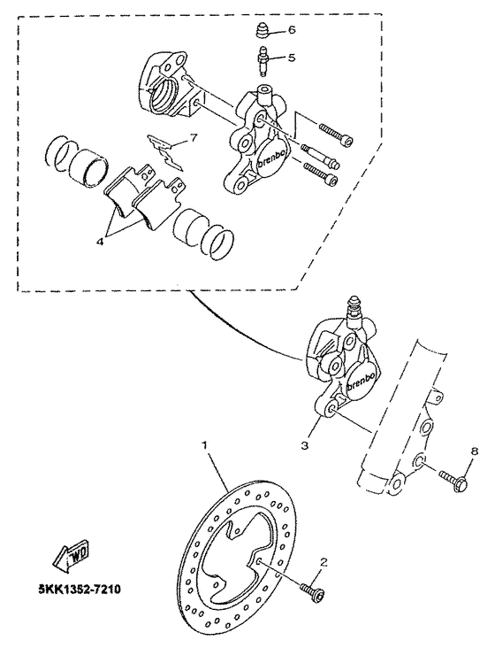 YN100 - vorderrad. bremssattel