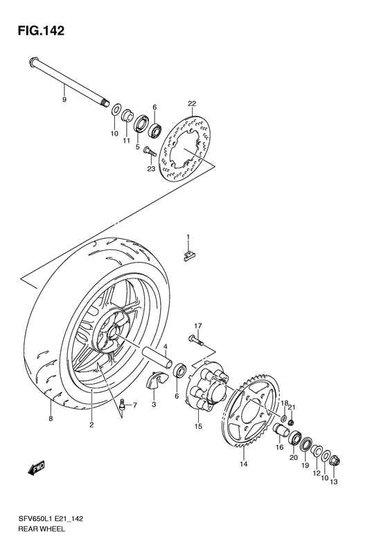 Rear wheel complete assy