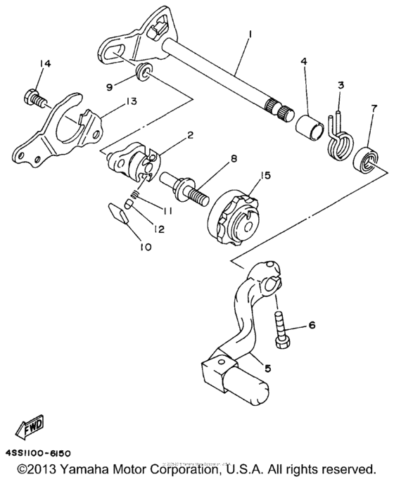 YZ125J1 Вал переключения
