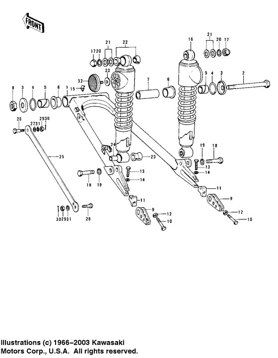 Swing arm/shock absorbers