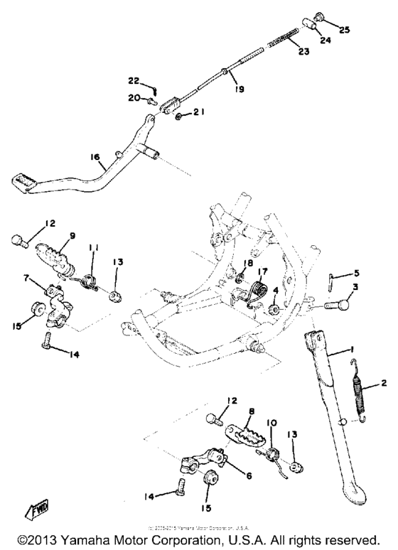 Stand-footrest-brake pedal