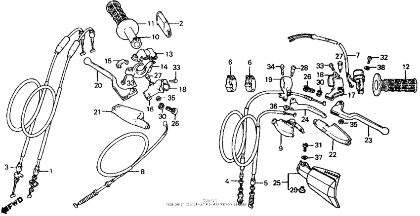 Control levers + switches + cables