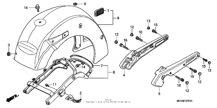 Rear fender + grab rail (vtx1800n)