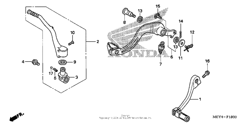 Pedal + kick starter arm