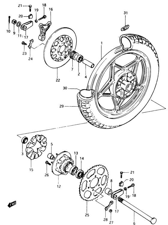 Rear wheel complete assy
