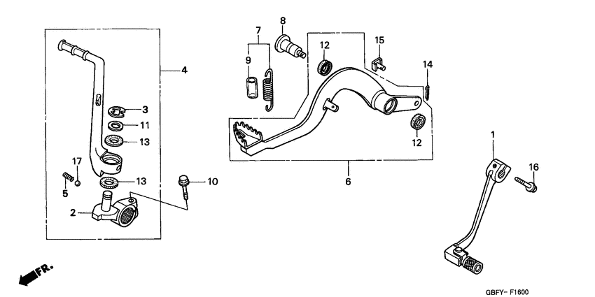 Pedal/kick starter arm