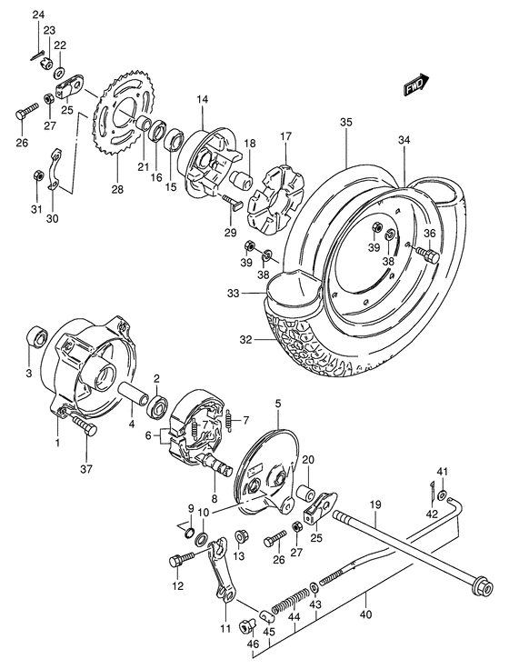 Rear wheel complete assy