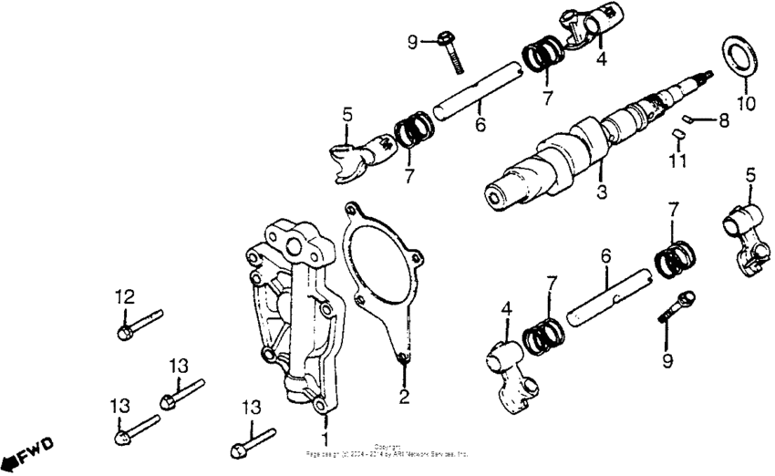 Camshaft + lower rocker arm