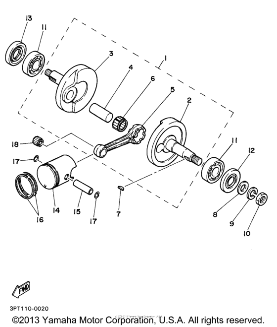 PW50P Коленчатый вал и поршни