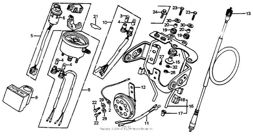 Speedometer + horn + key set
