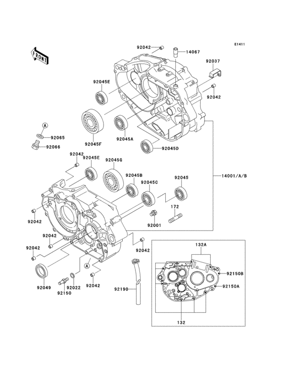 KLX300R Картер двигателя