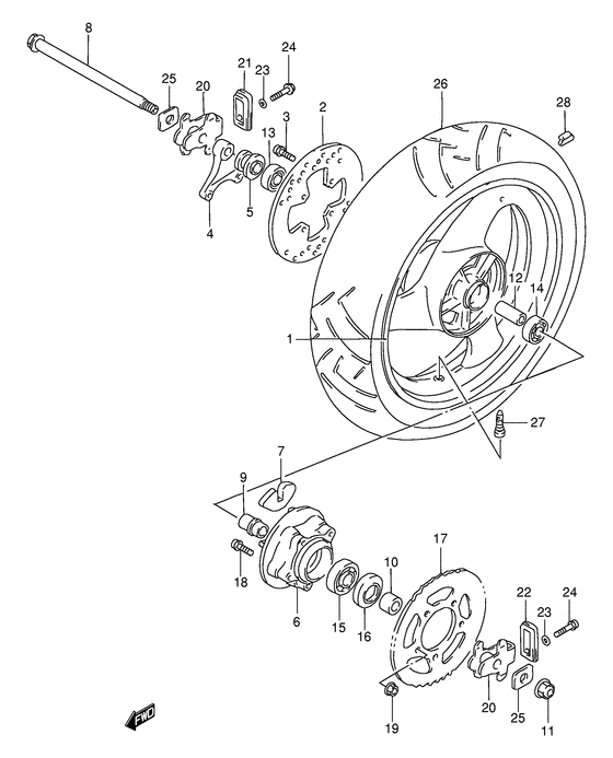 Rear wheel complete assy