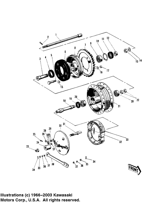 Rear hub/brake
