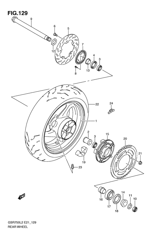Rear wheel complete assy