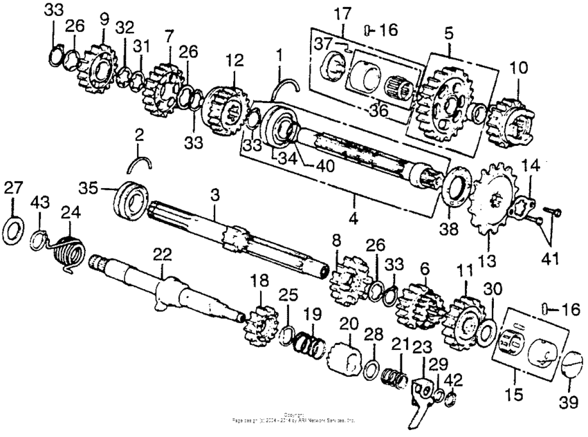 Transmission + kick spindle