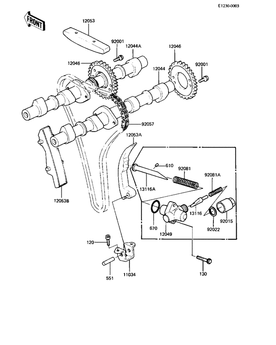 Camshafts/chain/tensioner