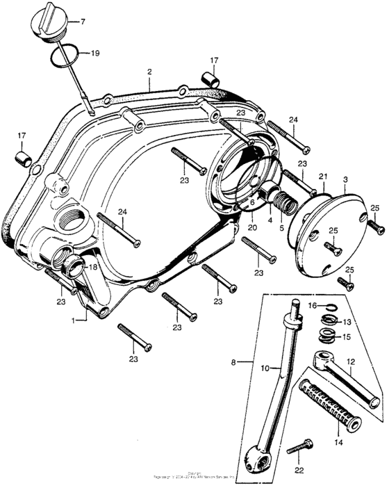Right crankcase cover + kick starter