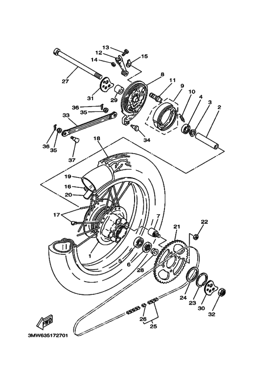 Rear wheel complete assy