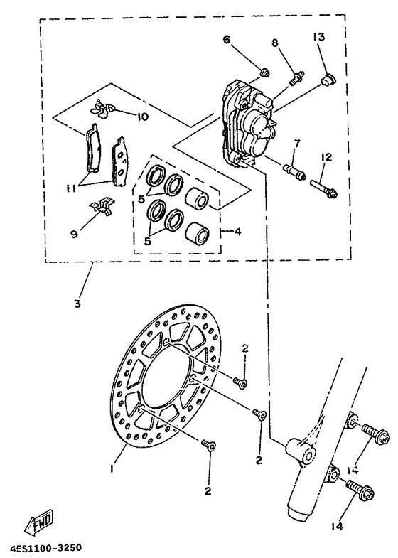 YZ80E Front brake. caliper