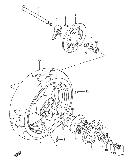 Rear wheel complete assy
