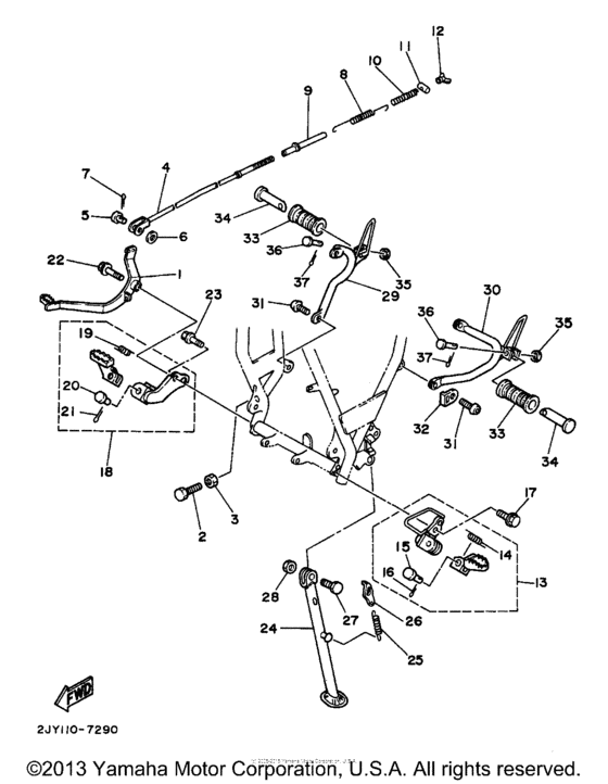 TW200K Подножки