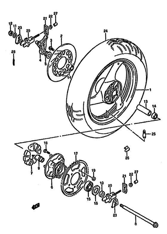 Rear wheel complete assy