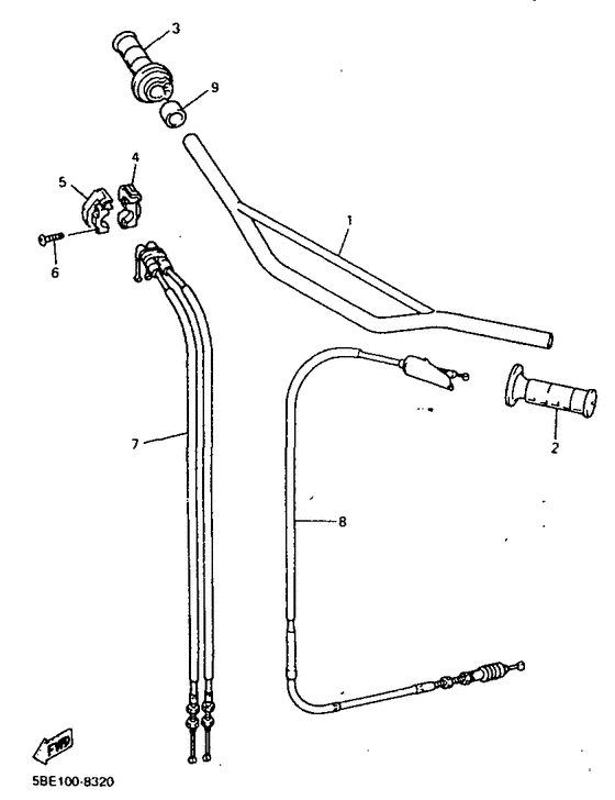 WR400F Steering handle. cable
