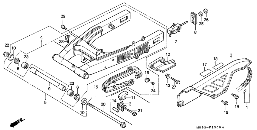 Rear fork/chain case