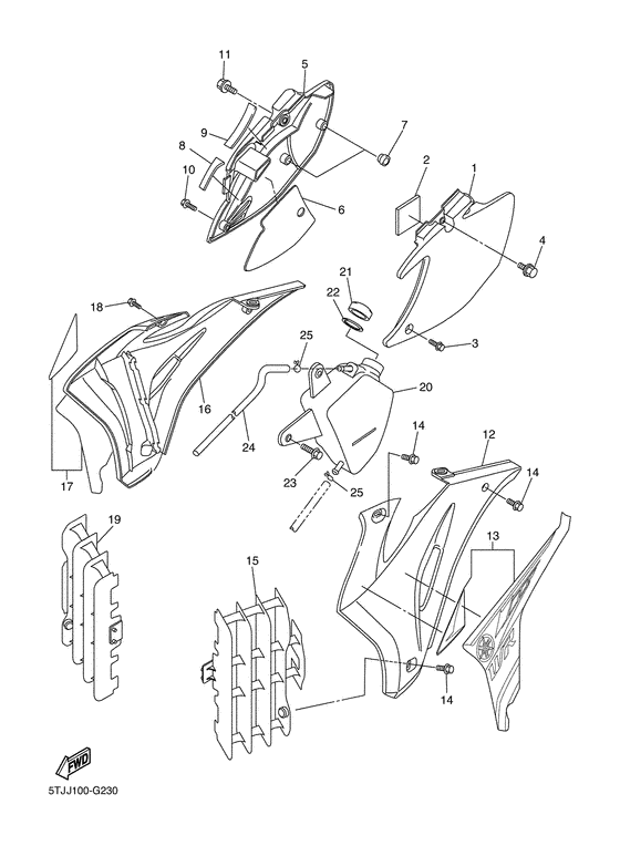 WR250F Боковые обтекатели