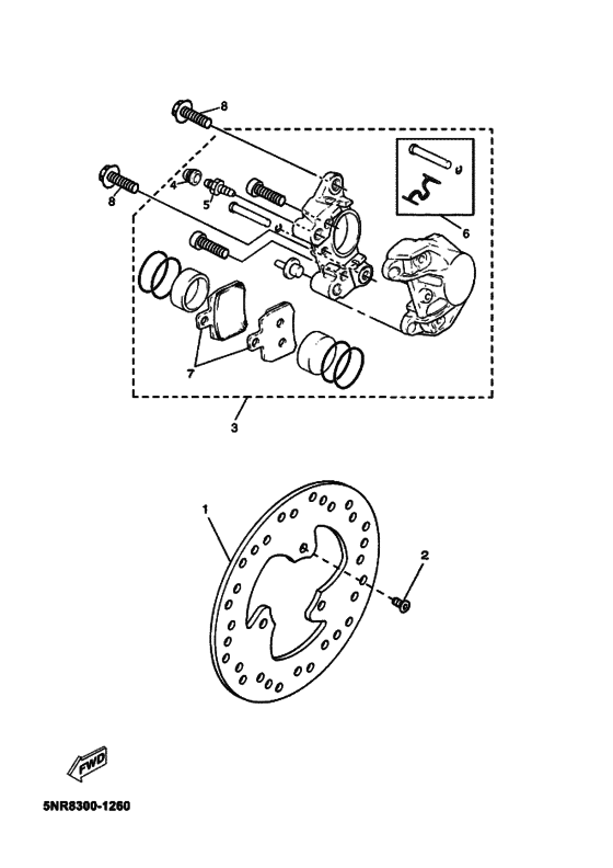 YP125E Задний суппорт